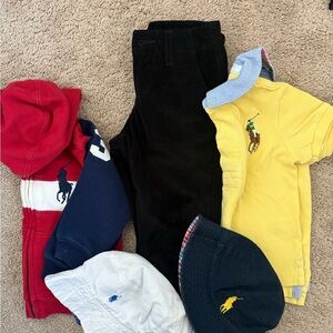 Little Kids Ralph Lauren hoodie, Tshirt, bucket hats and Benetton velvet pants